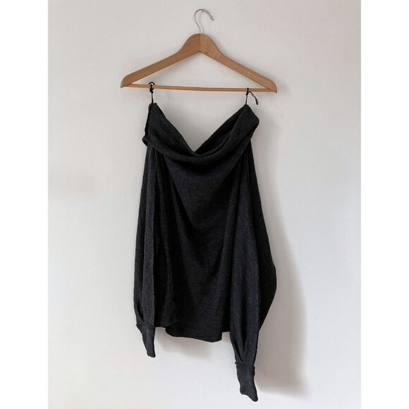 Free People Skyline Thermal Off the Shoulder Tee Black Size Medium - Picture 2 of 6